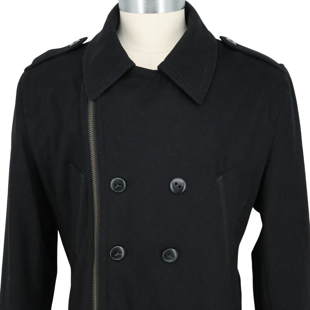 Calvin Klein Jeans Coat Jacket Mens XL Black Wool Blend Double Breasted Full Zip - Picture 8 of 16